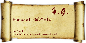 Henczel Génia névjegykártya